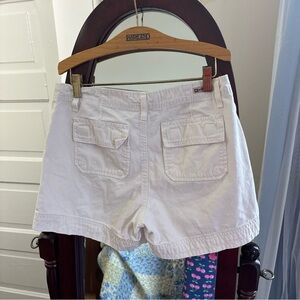 White Y2K cargo utility shorts